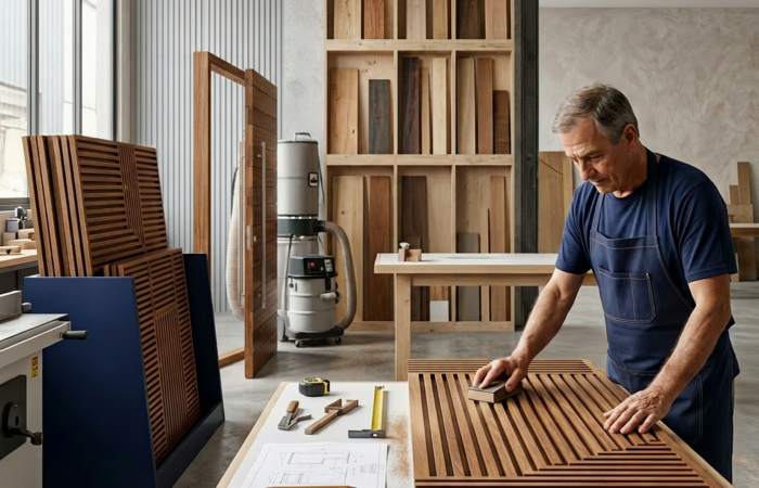 Imagem profissional de blog sobre: "A elegância atemporal dos painéis ripados de madeira sob medida para projetos de lux